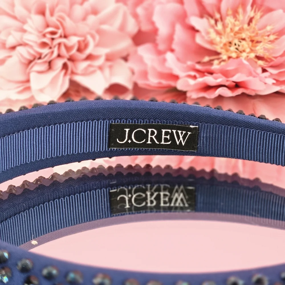 J. Crew Headband Blue Dark Evening Rhinestone Studded Headband Formal Holiday